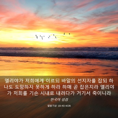 Picture 03 - 열왕기상 18:40 KOR - 엘리야가 저희에게 이르되 바알의 - Bible Verse Picture