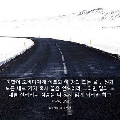 Picture 03 - 열왕기상 18:5 KOR - 아합이 오바댜에게 이르되 이 땅의 - Bible Verse Picture