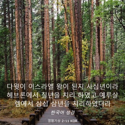 Picture 03 - 열왕기상 2:11 KOR - 다윗이 이스라엘 왕이 된지 - Bible Verse Picture