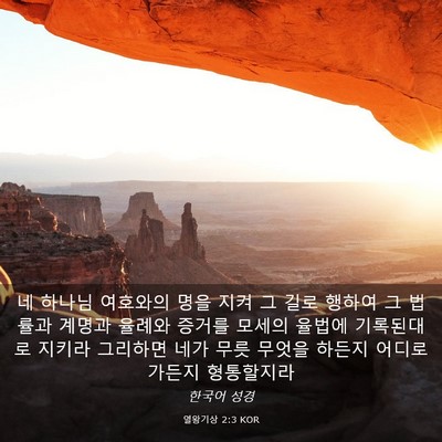 Picture 03 - 열왕기상 2:3 KOR - 네 하나님 여호와의 명을 지켜 그 - Bible Verse Picture