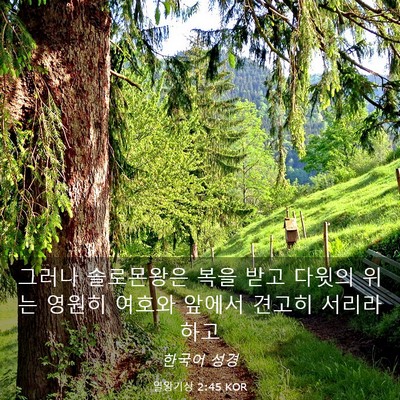Picture 03 - 열왕기상 2:45 KOR - 그러나 솔로몬왕은 복을 받고 다윗의 - Bible Verse Picture