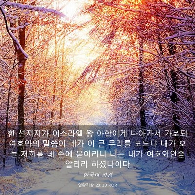 Picture 03 - 열왕기상 20:13 KOR - 한 선지자가 이스라엘 왕 아합에게 - Bible Verse Picture