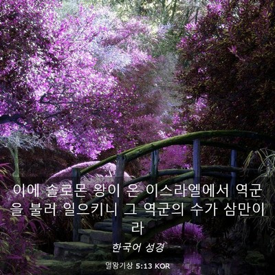 Picture 03 - 열왕기상 5:13 KOR - 이에 솔로몬 왕이 온 이스라엘에서 - Bible Verse Picture