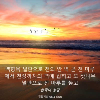 Picture 03 - 열왕기상 6:15 KOR - 백향목 널판으로 전의 안 벽 곧 전 - Bible Verse Picture
