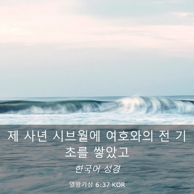 Picture 03 - 열왕기상 6:37 KOR - 제 사년 시브월에 여호와의 전 - Bible Verse Picture