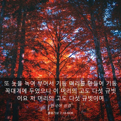Picture 03 - 열왕기상 7:16 KOR - 또 놋을 녹여 부어서 기둥 머리를 - Bible Verse Picture