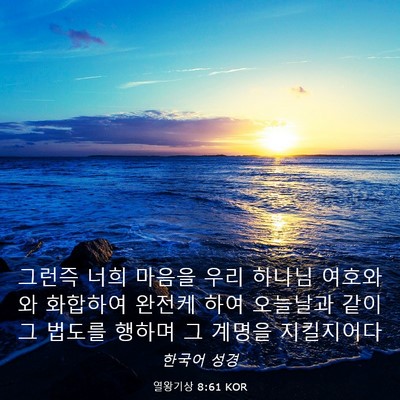 Picture 03 - 열왕기상 8:61 KOR - 그런즉 너희 마음을 우리 하나님 - Bible Verse Picture