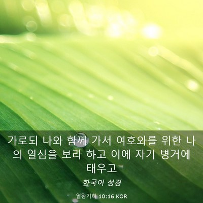 Picture 03 - 열왕기하 10:16 KOR - 가로되 나와 함께 가서 여호와를 - Bible Verse Picture