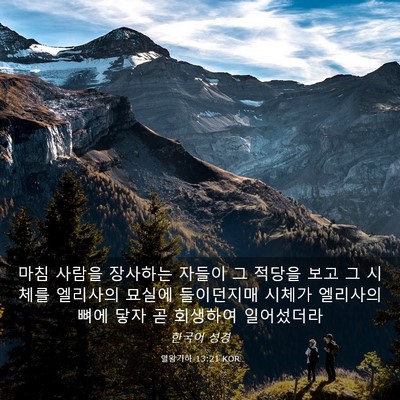Picture 03 - 열왕기하 13:21 KOR - 마침 사람을 장사하는 자들이 그 - Bible Verse Picture