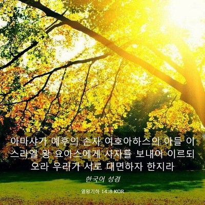 Picture 03 - 열왕기하 14:8 KOR - 아마샤가 예후의 손자 여호아하스의 - Bible Verse Picture