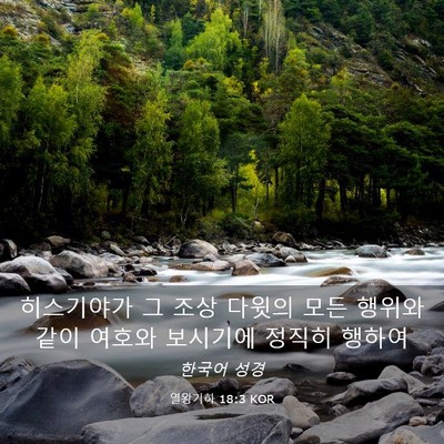 Picture 03 - 열왕기하 18:3 KOR - 히스기야가 그 조상 다윗의 모든 - Bible Verse Picture