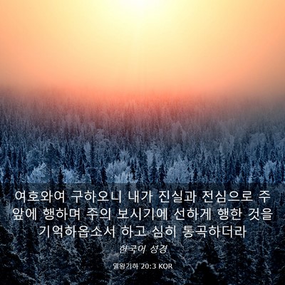 Picture 03 - 열왕기하 20:3 KOR - 여호와여 구하오니 내가 진실과 - Bible Verse Picture