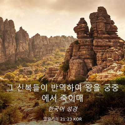 Picture 03 - 열왕기하 21:23 KOR - 그 신복들이 반역하여 왕을 궁중에서 - Bible Verse Picture