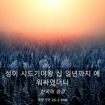 Picture 03 - 열왕기하 25:2 KOR - 성이 시드기야왕 십 일년까지 - Bible Verse Picture