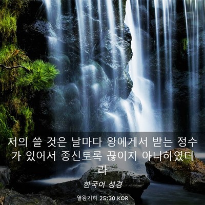 Picture 03 - 열왕기하 25:30 KOR - 저의 쓸 것은 날마다 왕에게서 받는 - Bible Verse Picture