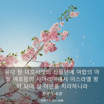 Picture 03 - 열왕기하 3:1 KOR - 유다 왕 여호사밧의 십팔년에 아합의 - Bible Verse Picture