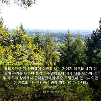 Picture 03 - 열왕기하 4:13 KOR - 엘리사가 자기 사환에게 이르되 너는 - Bible Verse Picture