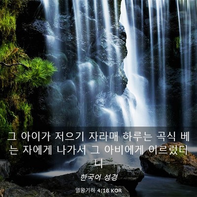 Picture 03 - 열왕기하 4:18 KOR - 그 아이가 저으기 자라매 하루는 - Bible Verse Picture