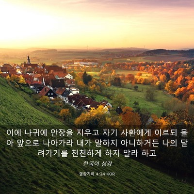 Picture 03 - 열왕기하 4:24 KOR - 이에 나귀에 안장을 지우고 자기 - Bible Verse Picture