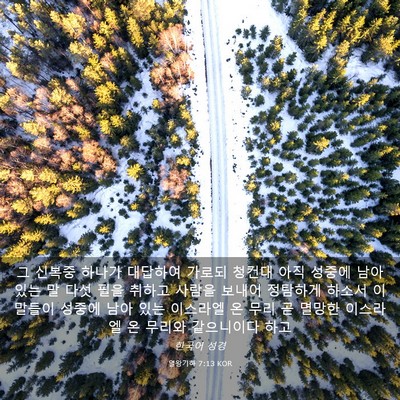 Picture 03 - 열왕기하 7:13 KOR - 그 신복중 하나가 대답하여 가로되 - Bible Verse Picture