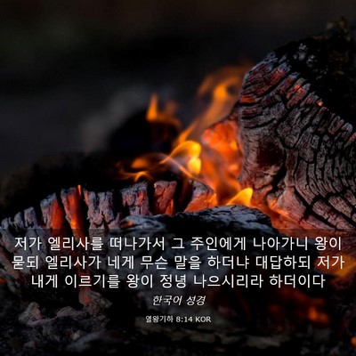 Picture 03 - 열왕기하 8:14 KOR - 저가 엘리사를 떠나가서 그 주인에게 - Bible Verse Picture