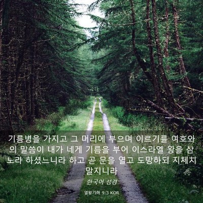 Picture 03 - 열왕기하 9:3 KOR - 기름병을 가지고 그 머리에 부으며 - Bible Verse Picture