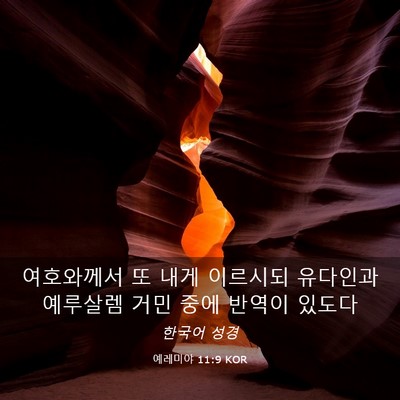 Picture 03 - 예레미야 11:9 KOR - 여호와께서 또 내게 이르시되 - Bible Verse Picture