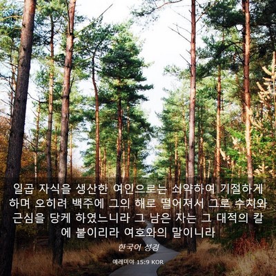 Picture 03 - 예레미야 15:9 KOR - 일곱 자식을 생산한 여인으로는 - Bible Verse Picture