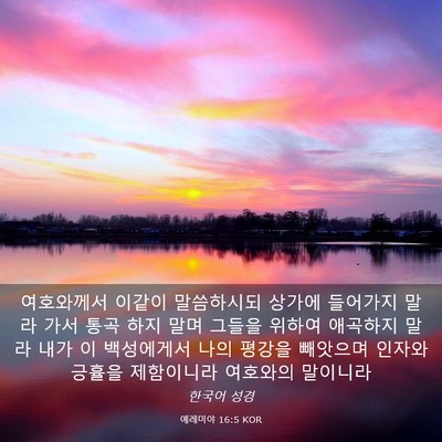 Picture 03 - 예레미야 16:5 KOR - 여호와께서 이같이 말씀하시되 - Bible Verse Picture