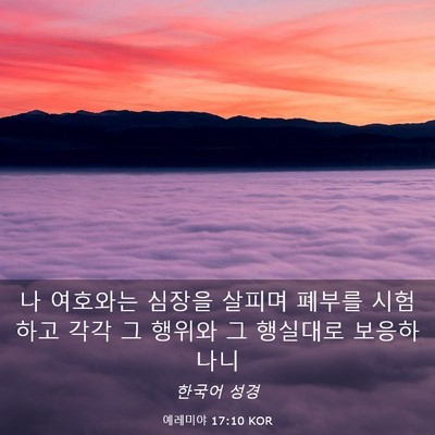 Picture 03 - 예레미야 17:10 KOR - 나 여호와는 심장을 살피며 폐부를 - Bible Verse Picture