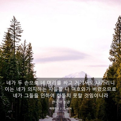 Picture 03 - 예레미야 2:37 KOR - 네가 두 손으로 네 머리를 싸고 - Bible Verse Picture