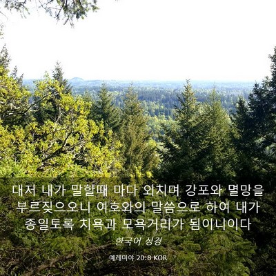 Picture 03 - 예레미야 20:8 KOR - 대저 내가 말할때 마다 외치며 - Bible Verse Picture