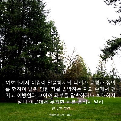 Picture 03 - 예레미야 22:3 KOR - 여호와께서 이같이 말씀하시되 - Bible Verse Picture