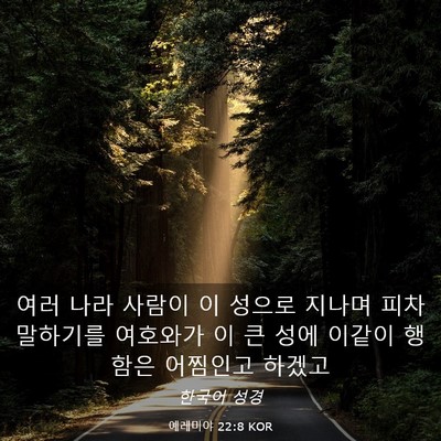Picture 03 - 예레미야 22:8 KOR - 여러 나라 사람이 이 성으로 지나며 - Bible Verse Picture
