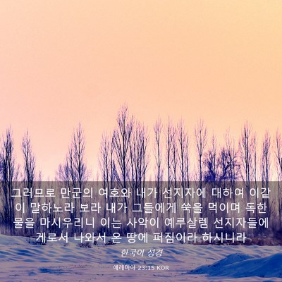 Picture 03 - 예레미야 23:15 KOR - 그러므로 만군의 여호와 내가 - Bible Verse Picture