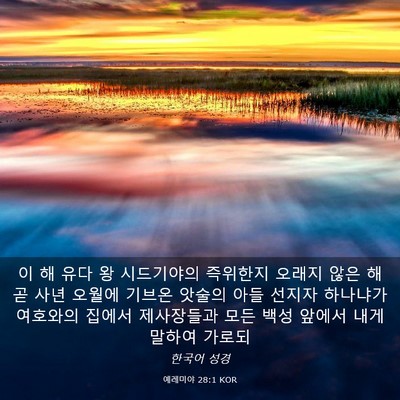 Picture 03 - 예레미야 28:1 KOR - 이 해 유다 왕 시드기야의 즉위한지 - Bible Verse Picture