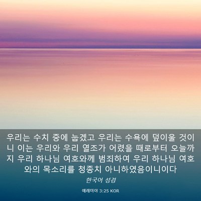 Picture 03 - 예레미야 3:25 KOR - 우리는 수치 중에 눕겠고 우리는 - Bible Verse Picture
