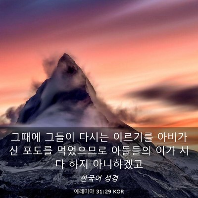 Picture 03 - 예레미야 31:29 KOR - 그때에 그들이 다시는 이르기를 - Bible Verse Picture