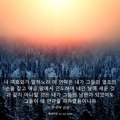 Picture 03 - 예레미야 31:32 KOR - 나 여호와가 말하노라 이 언약은 - Bible Verse Picture
