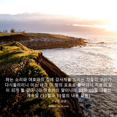 Picture 03 - 예레미야 33:11 KOR - 하는 소리와 여호와의 집에 감사제를 - Bible Verse Picture