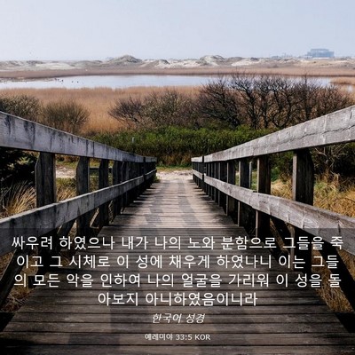 Picture 03 - 예레미야 33:5 KOR - 싸우려 하였으나 내가 나의 노와 - Bible Verse Picture
