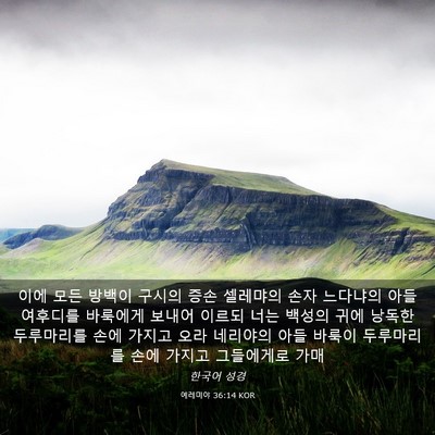 Picture 03 - 예레미야 36:14 KOR - 이에 모든 방백이 구시의 증손 - Bible Verse Picture