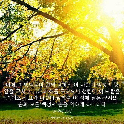 Picture 03 - 예레미야 38:4 KOR - 이에 그 방백들이 왕께 고하되 이 - Bible Verse Picture
