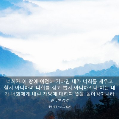 Picture 03 - 예레미야 42:10 KOR - 너희가 이 땅에 여전히 거하면 내가 - Bible Verse Picture
