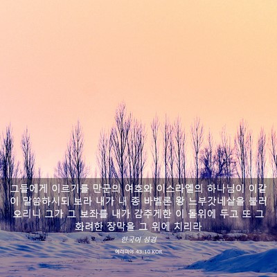 Picture 03 - 예레미야 43:10 KOR - 그들에게 이르기를 만군의 여호와 - Bible Verse Picture