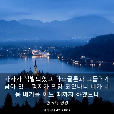 Picture 03 - 예레미야 47:5 KOR - 가사가 삭발되었고 아스글론과 - Bible Verse Picture