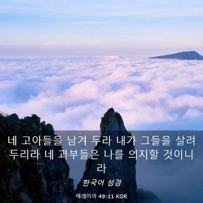 Picture 03 - 예레미야 49:11 KOR - 네 고아들을 남겨 두라 내가 그들을 - Bible Verse Picture