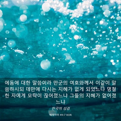 Picture 03 - 예레미야 49:7 KOR - 에돔에 대한 말씀이라 만군의 - Bible Verse Picture