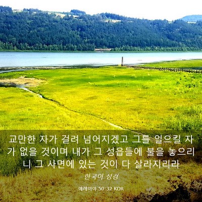 Picture 03 - 예레미야 50:32 KOR - 교만한 자가 걸려 넘어지겠고 그를 - Bible Verse Picture