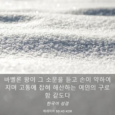 Picture 03 - 예레미야 50:43 KOR - 바벨론 왕이 그 소문을 듣고 손이 - Bible Verse Picture